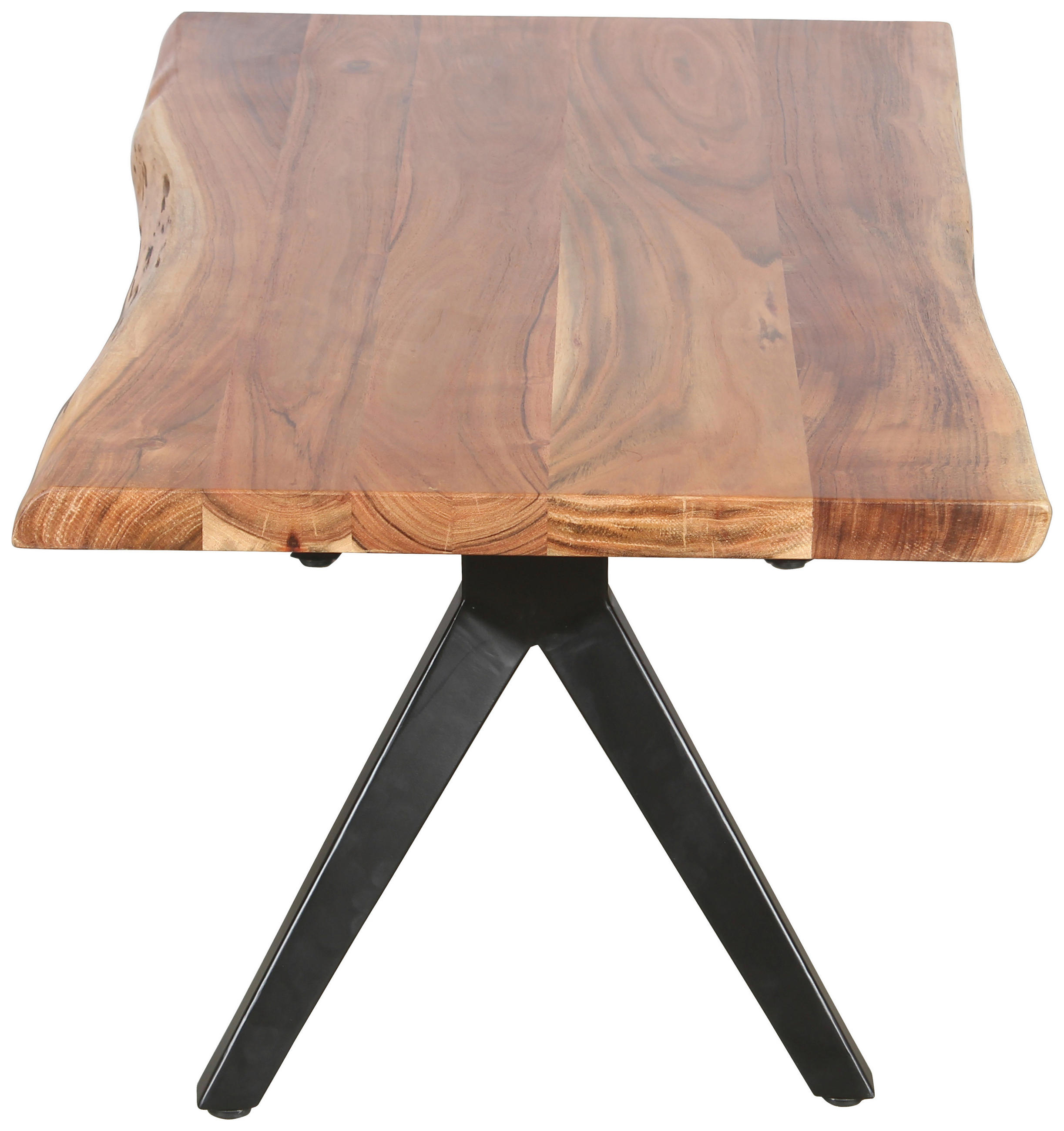 COUCHTISCH Akazie vollmassiv rechteckig Schwarz, Akaziefarben  - Schwarz/Akaziefarben, Design, Holz/Metall (115/37/60cm) - Livetastic