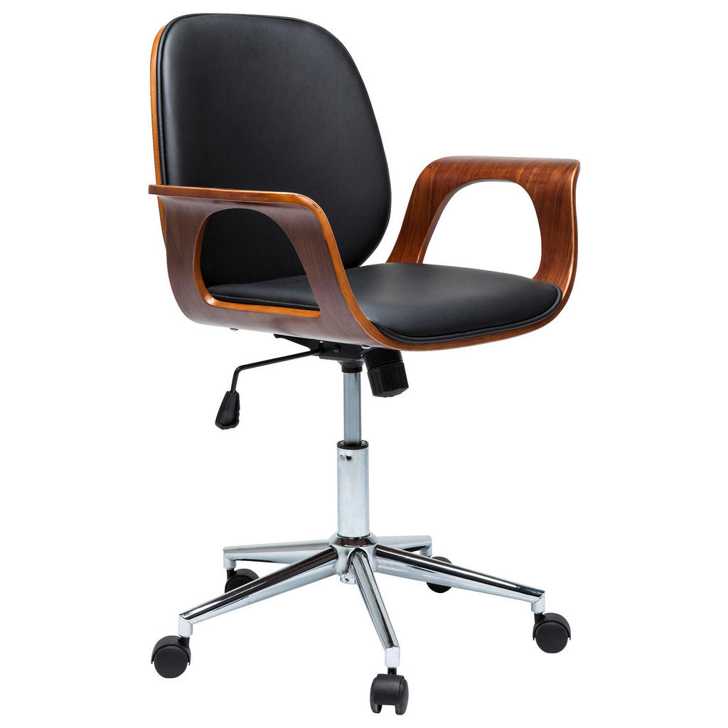 Kare-Design OTOČNÁ STOLIČKA, vzhľad kože, čierna, farba orecha