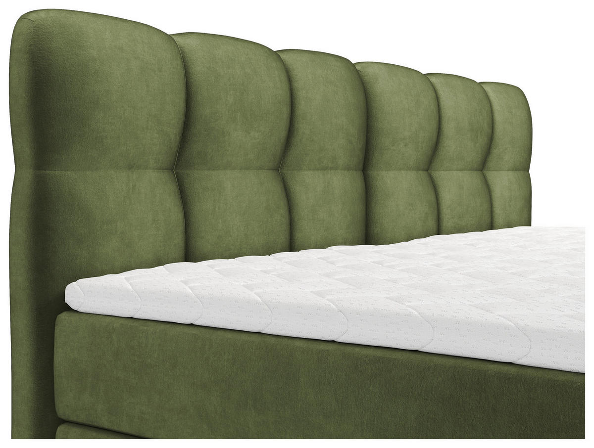 BOXBETT 240/200 cm,  in Grün, Matratze, Bettkasten, Topper, H3 = fest  - Schwarz/Grün, KONVENTIONELL, Kunststoff/Textil (240/200cm) - Chameo