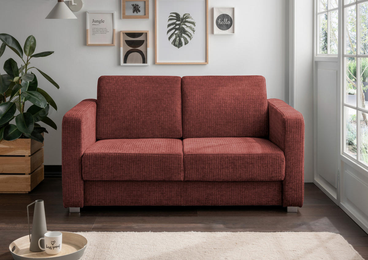 SCHLAFSOFA Mikrofaser Koralle  - Chromfarben/Koralle, Basics, Kunststoff/Textil (159/88/87cm) - Livetastic