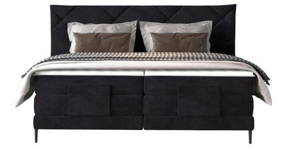 BOXSPRINGBETT 180/200 cm  in Anthrazit  - Anthrazit/Schwarz, KONVENTIONELL, Textil/Metall (180/200cm) - Esposa