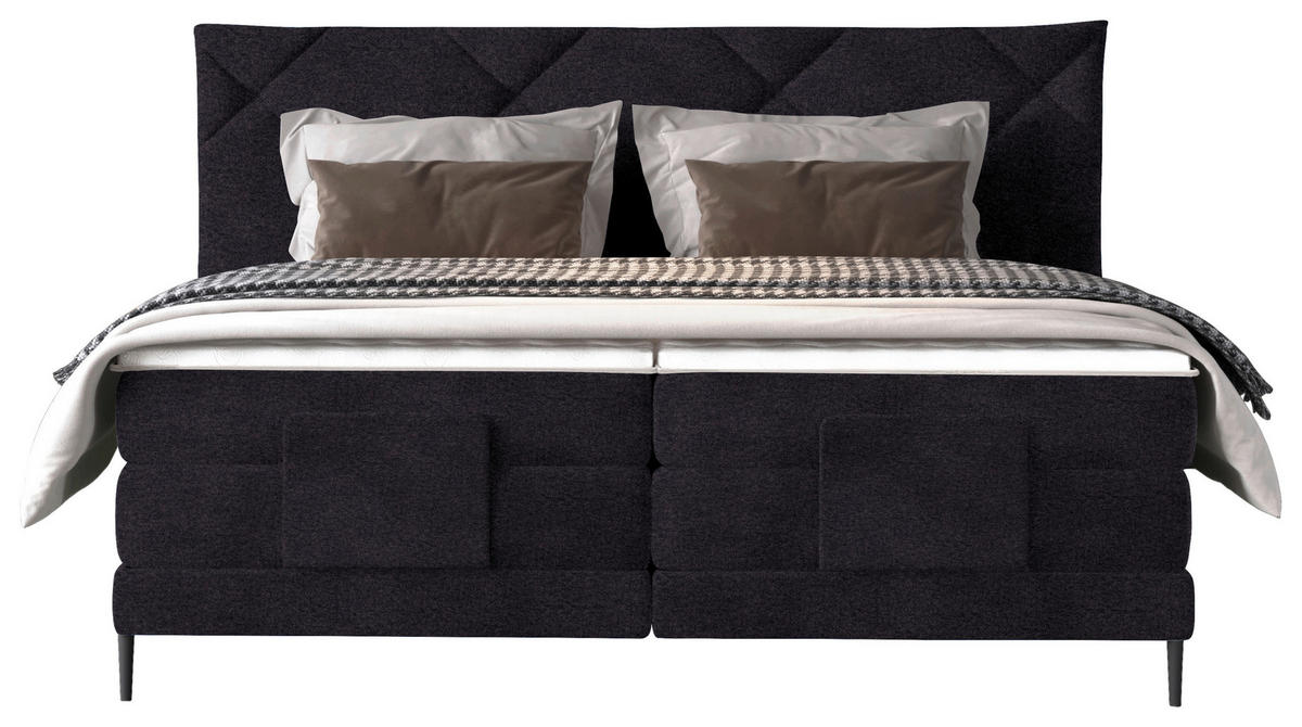 BOXSPRINGBETT 180/200 cm  in Anthrazit  - Anthrazit/Schwarz, KONVENTIONELL, Textil/Metall (180/200cm) - Esposa