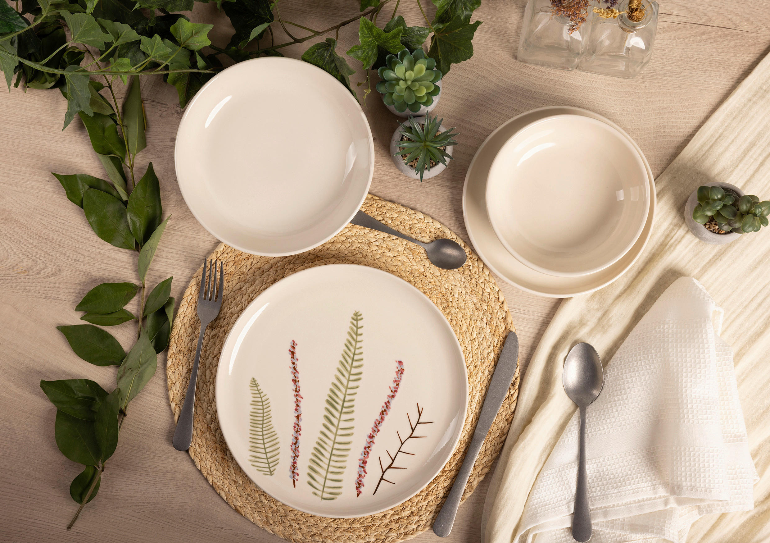 KOMBISERVICE 24-teilig  - Blau/Beige, LIFESTYLE, Keramik - Novel