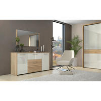 KOMODA  170/83/46 cm  bež  - siva/bež, Dizajnerski, metal/drvo (170/83/46cm)