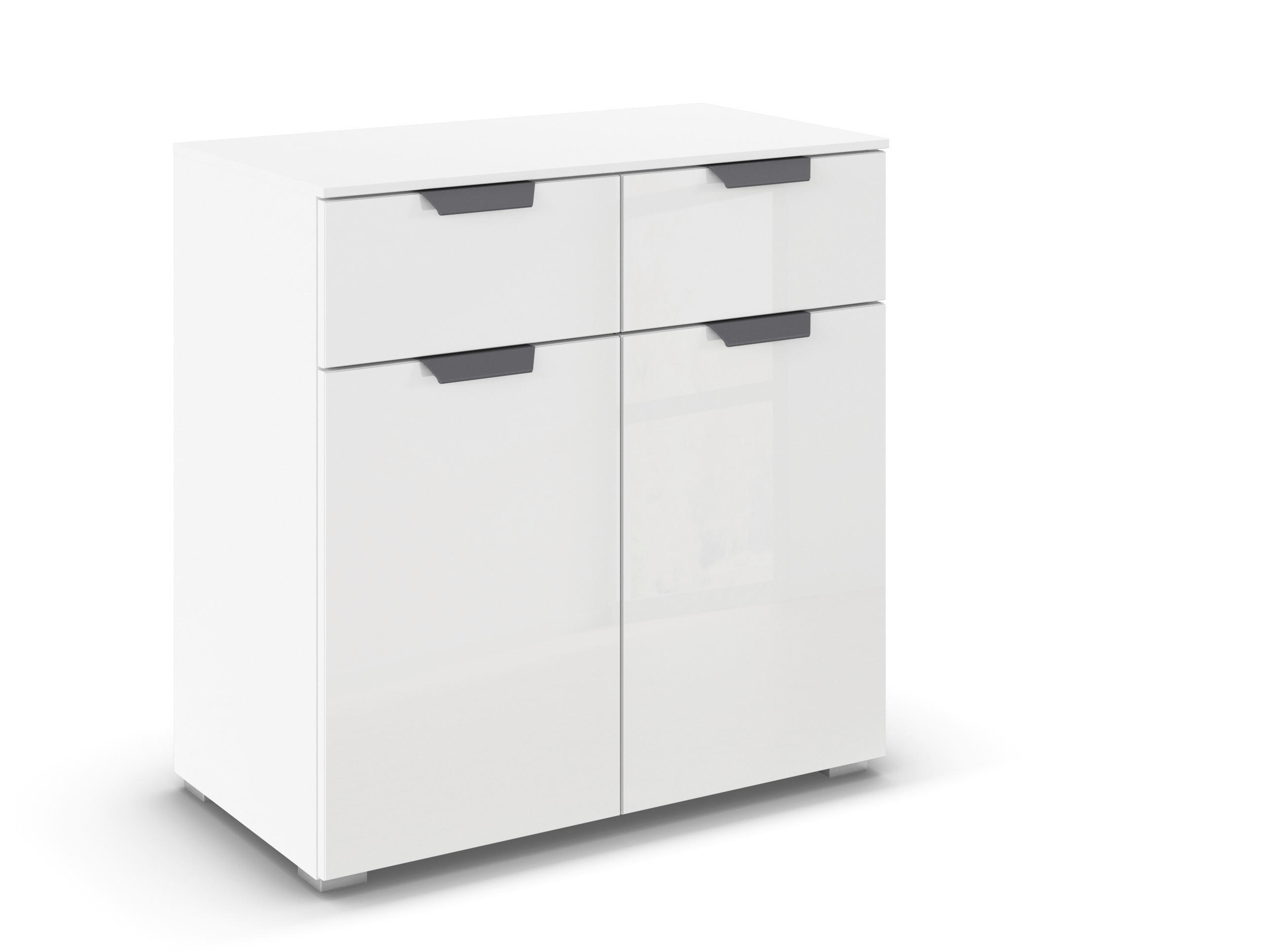 KOMMODE  in 80/81/42 cm  - Dunkelgrau/Weiß, Design, Glas/Holzwerkstoff (80/81/42cm) - Carryhome