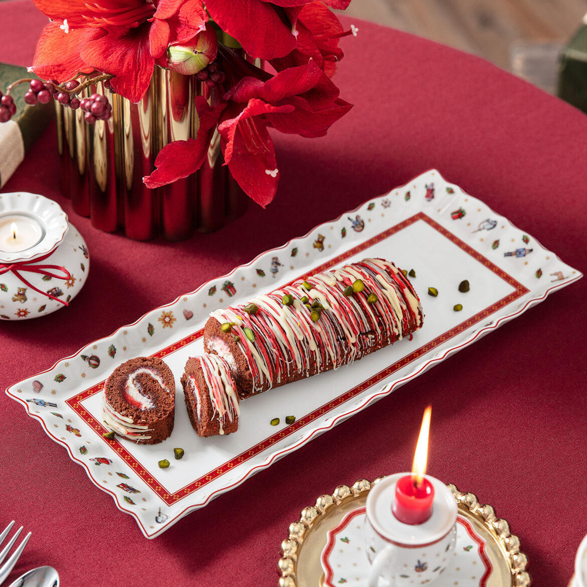 TORTENTELLER Rot, Weiß 39/16 cm Toy´s Delight  - Rot/Weiß, LIFESTYLE, Keramik (39/16cm) - Villeroy & Boch