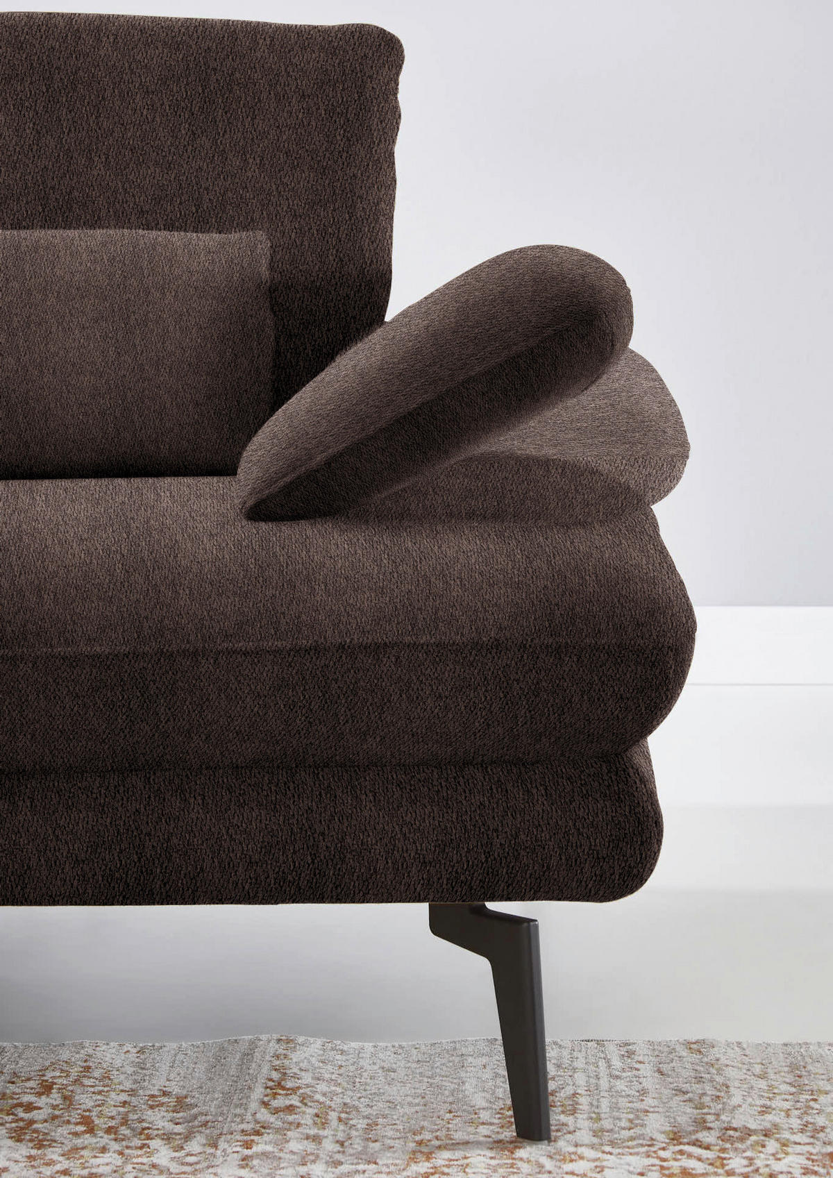 ECKSOFA in Chenille Dunkelbraun  - Dunkelbraun/Schwarz, Design, Textil/Metall (180/310cm) - Dieter Knoll