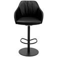 BARHOCKER in Metall, Leder Schwarz  - Schwarz, Design, Leder/Metall (59/109,5-120/61cm) - Johann Jakob