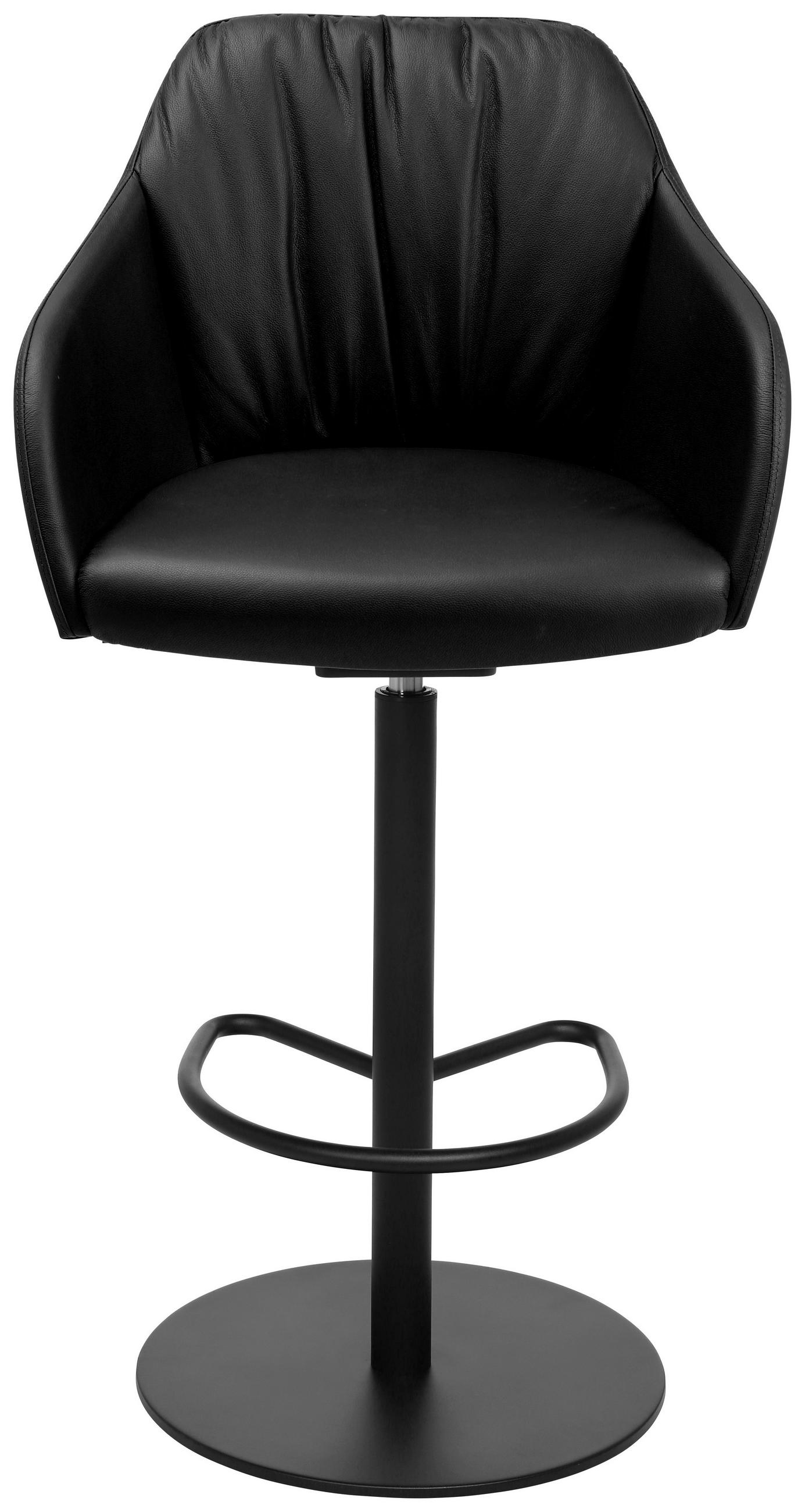 BARHOCKER Echtleder Schwarz Stahl Sitzfläche 360° drehbar, Lederauswahl - Schwarz, Design, Leder/Metall (59/109,5-120/61cm) - Johann Jakob