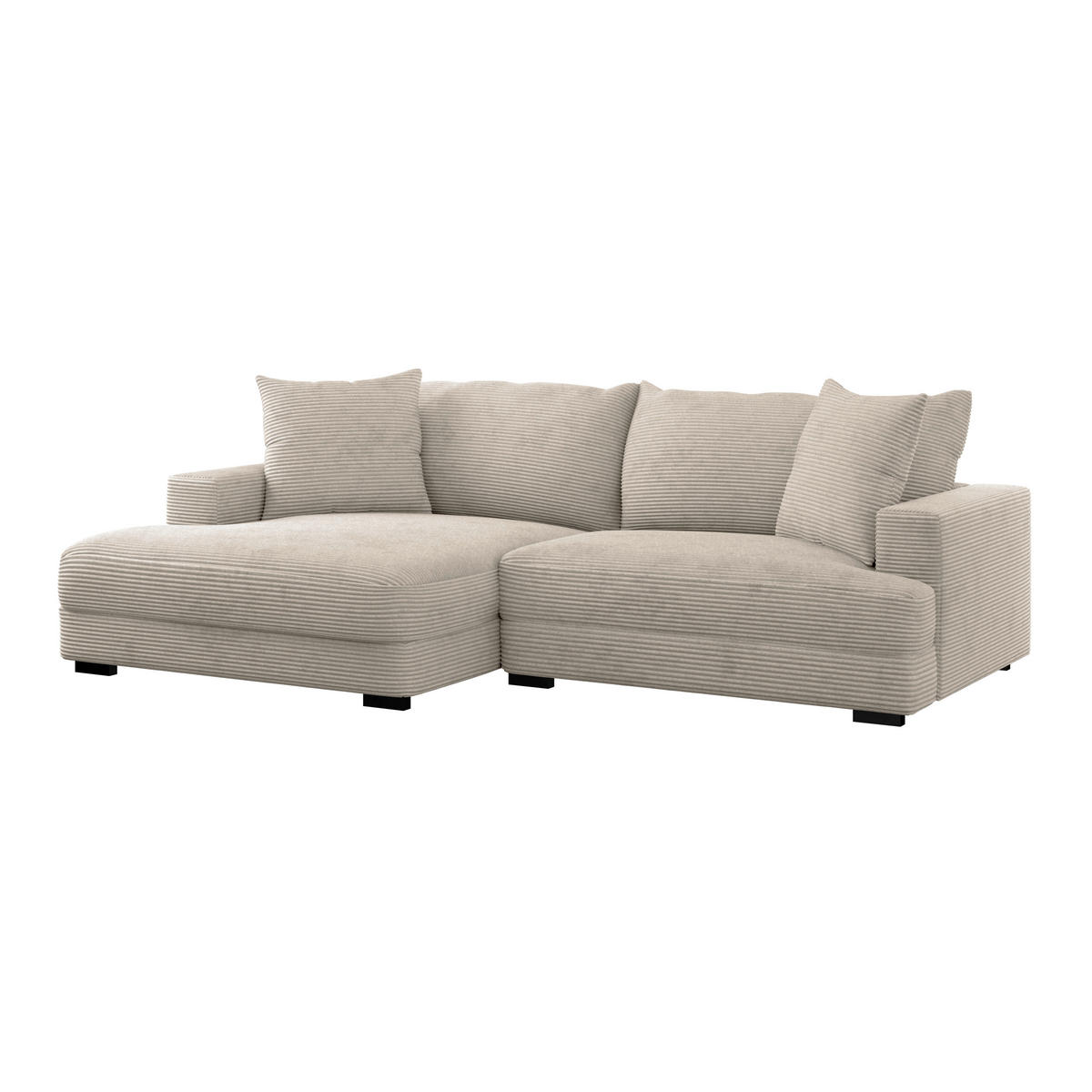 ECKSOFA Beige Cord  - Beige/Schwarz, MODERN, Textil (180/265cm) - P & B