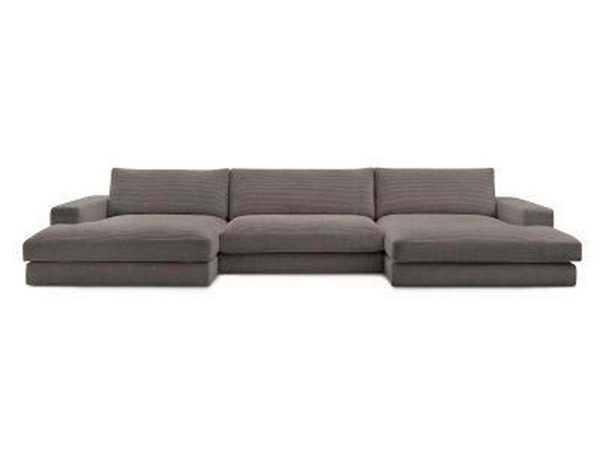 WOHNLANDSCHAFT LEONARD Taupe Cord  - Taupe/Schwarz, MODERN, Kunststoff/Textil (159/404/159cm)