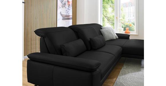 ECKSOFA in Echtleder Schwarz  - Schwarz, Design, Leder/Metall (332/193cm) - Dieter Knoll