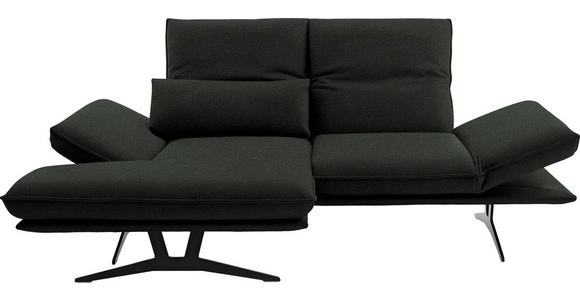 ECKSOFA in Echtleder Dunkelgrün  - Dunkelgrün/Gelb, Design, Leder/Metall (130/210cm) - Dieter Knoll