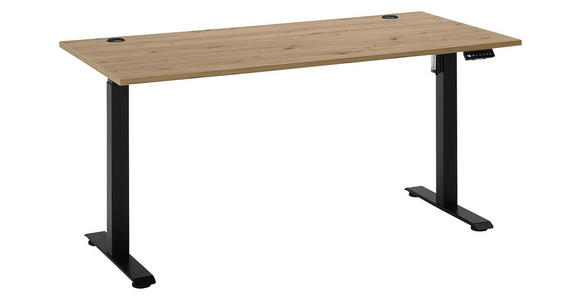 SCHREIBTISCH 160/77/72-120 cm  in Eiche Artisan  - Schwarz/Eiche Artisan, MODERN, Holzwerkstoff/Metall (160/77/72-120cm) - Carryhome