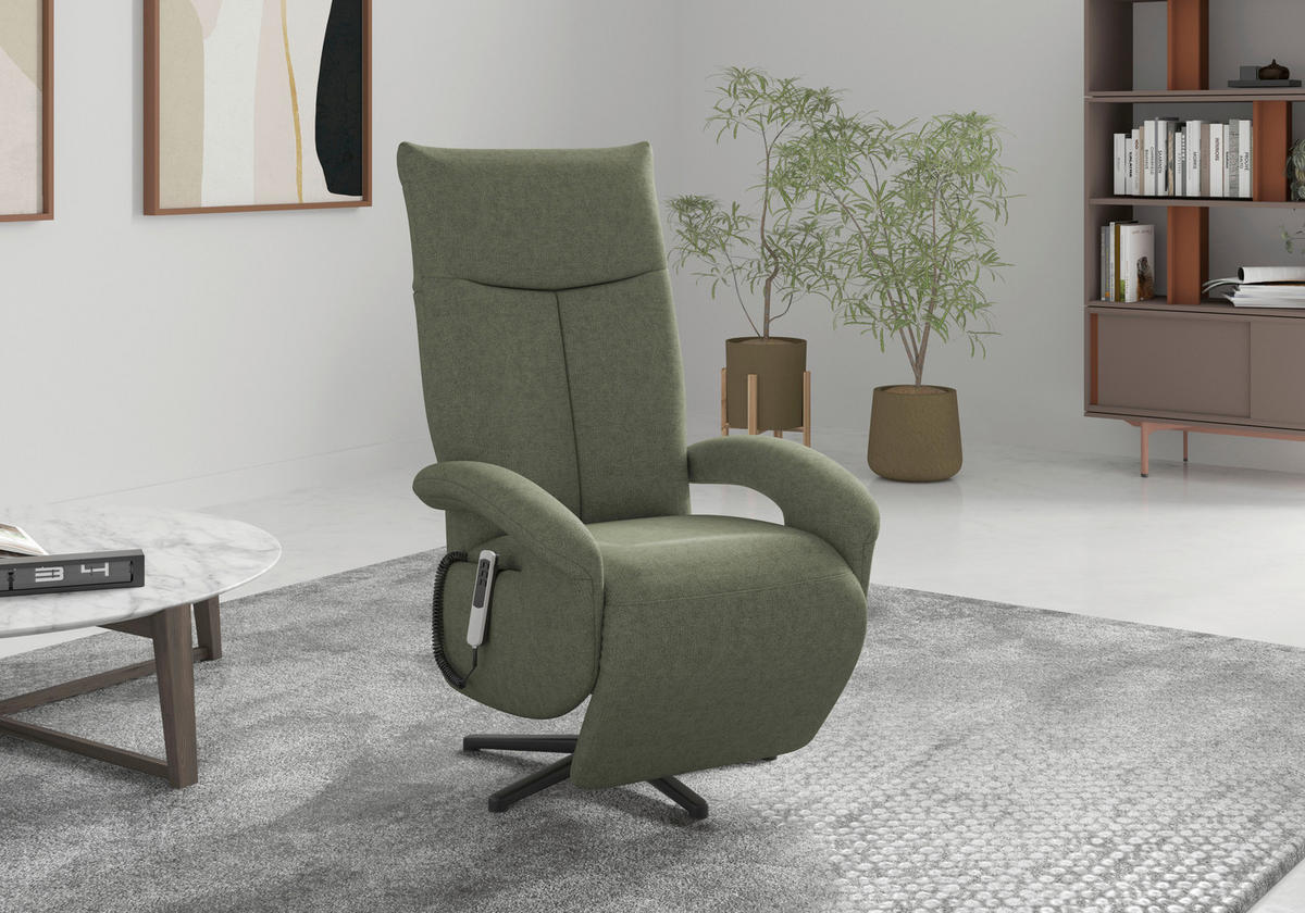 FAUTEUIL RELAX textile vert olive  - vert olive/noir, Konventionell, textile/métal (74/112/82cm) - Sit & More