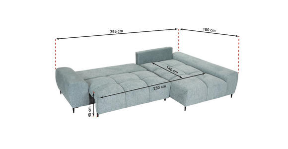 ECKSOFA in Flachgewebe Dunkelgrau  - Dunkelgrau/Schwarz, KONVENTIONELL, Textil/Metall (180/295cm) - Carryhome