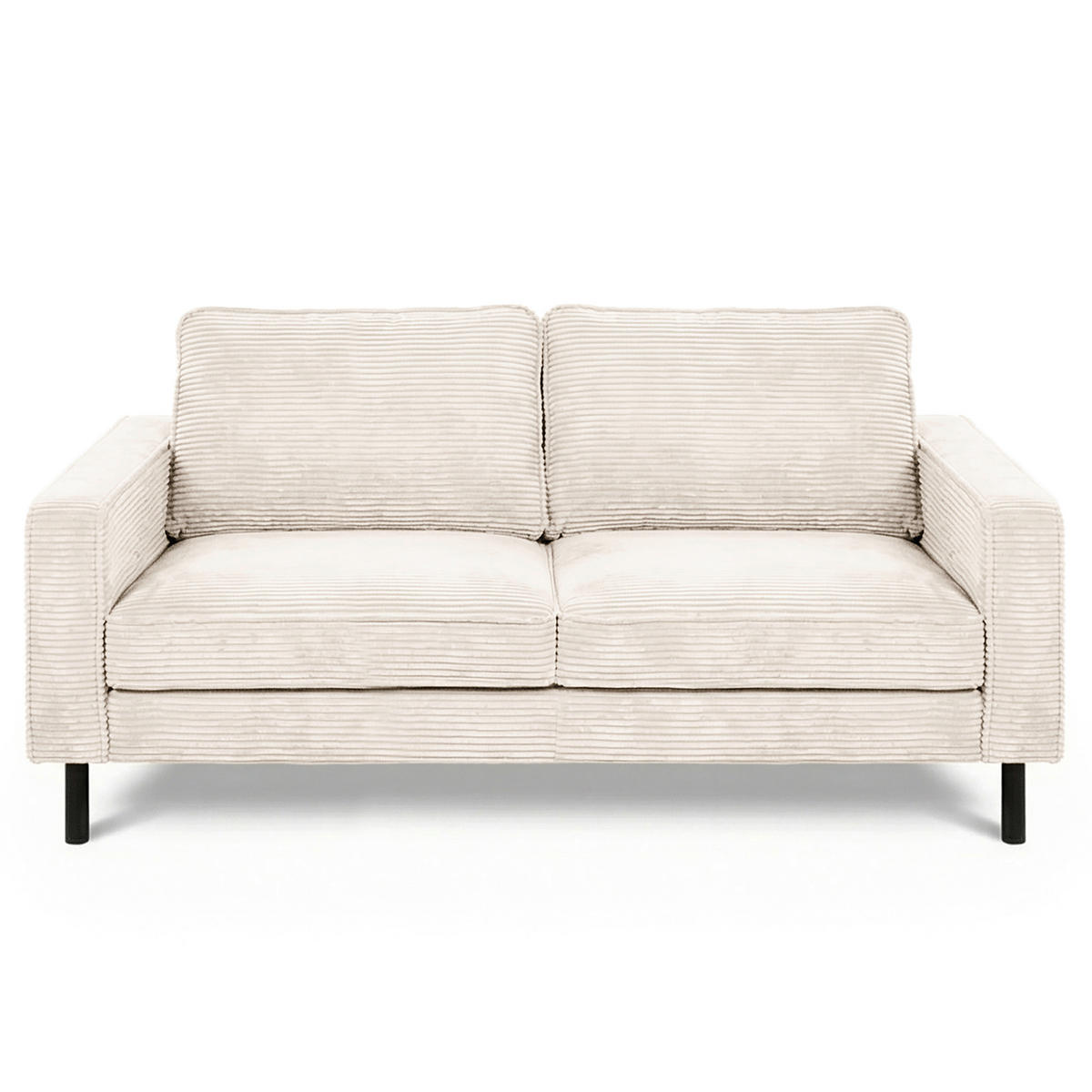 2,5-SITZER  in Cord Creme Modern  - Creme/Schwarz, Design, Textil/Metall (168/85/92cm) - Livetastic