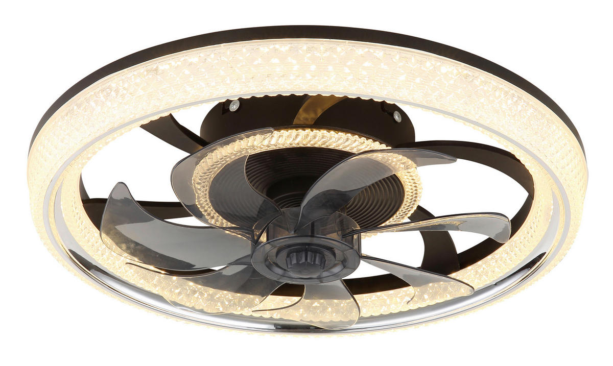 MENNYEZETI VENTILÁTOR - króm/fekete, Basics, műanyag (48/13cm) - Globo