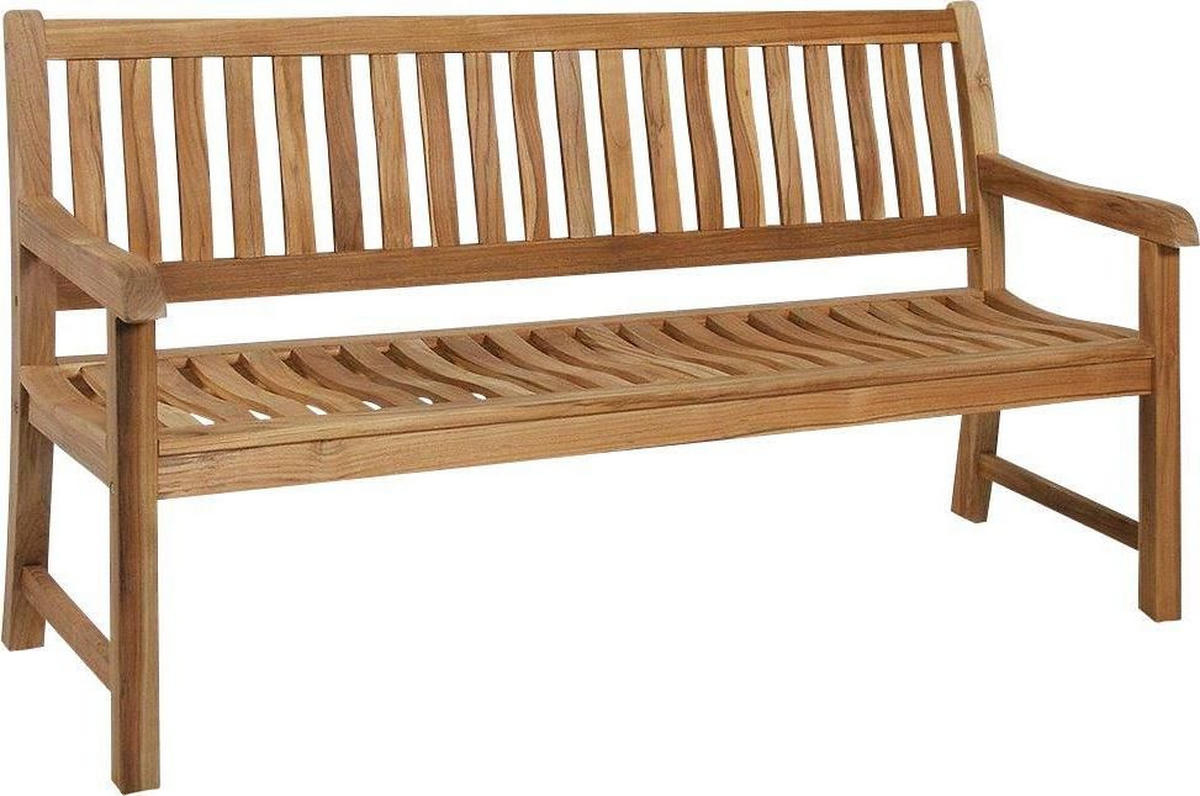 GARTENBANK 160/90/68 cm Teakholz  Edelstahl  - Edelstahlfarben/Teakfarben, LIFESTYLE, Holz/Metall (160/90/68cm) - Zebra 