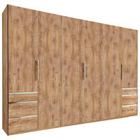 DREHTÜRENSCHRANK 300/216/58 cm,  in Eichefarben, 6-türig  - Chromfarben/Plankeneiche, MODERN, Holzwerkstoff/Metall (300/216/58cm) - MID.YOU