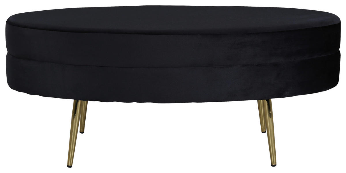 BÄNK i metall, textil svart, guldfärgad  - svart/guldfärgad, Design, metall/textil (100/41/40cm) - Livetastic
