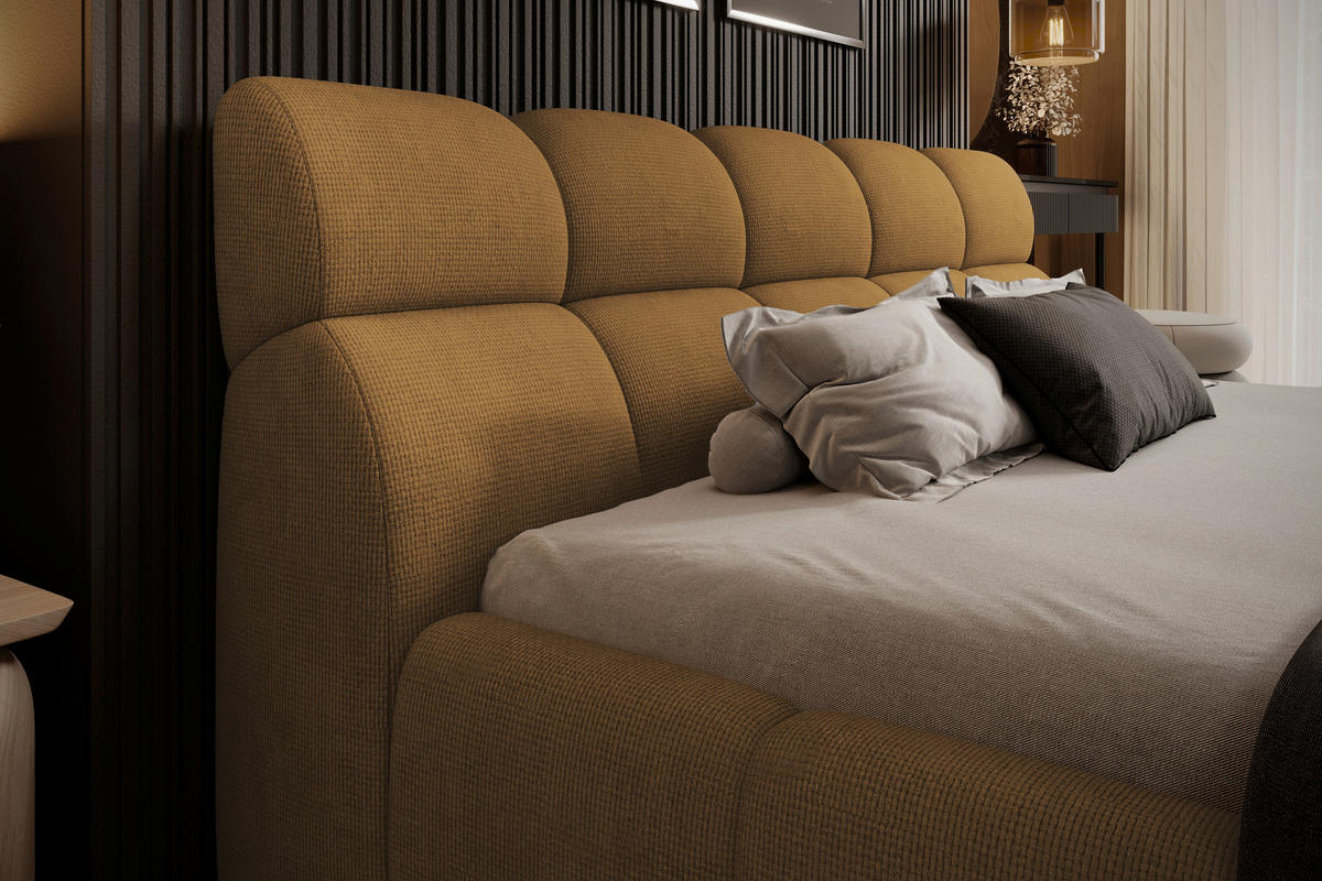 POLSTERBETT 160/200 cm  in Currygelb  - Currygelb/Schwarz, Design, Kunststoff/Textil (160/200cm) - Esposa