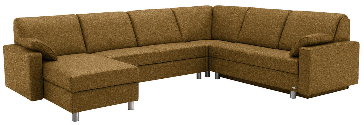 WOHNLANDSCHAFT  in Mikrovelours Senfgelb  - Anthrazit/Senfgelb, KONVENTIONELL, Textil (158/323/237cm) - Sedda