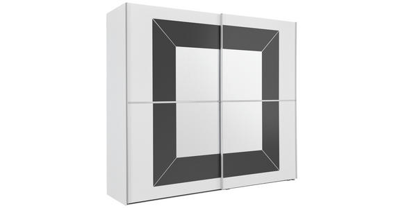 SCHWEBETÜRENSCHRANK in Grau, Weiß - Alufarben/Weiß, KONVENTIONELL, Glas/Holzwerkstoff (201/223/69cm) - Cantus