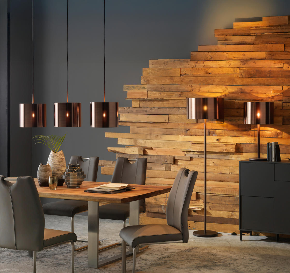 HÄNGELEUCHTE 45/110 cm  - Braun/Kupferfarben, Design, Kunststoff/Metall (45/110cm)