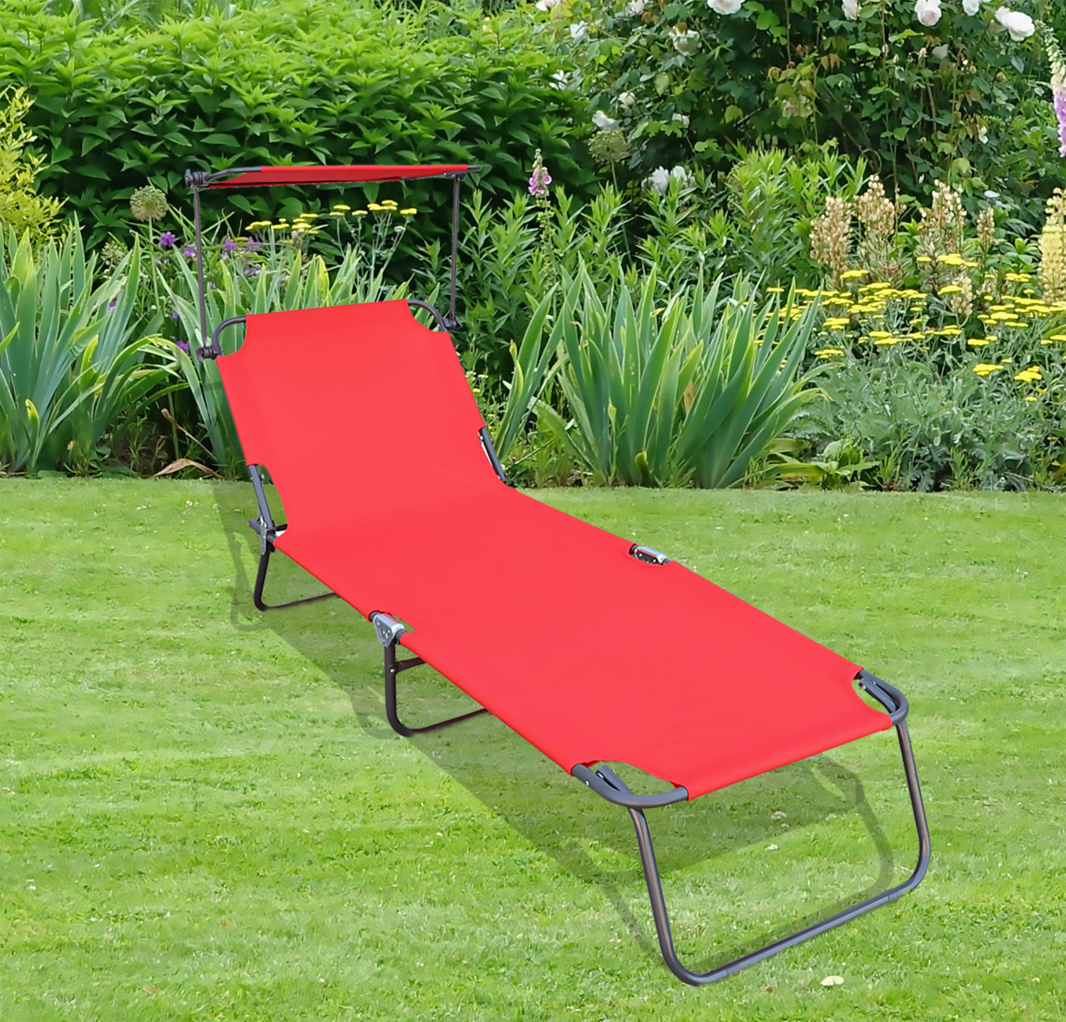 TREBENT SOLSTOL   55/24/185 cm  - röd, Basics, metall/textil (55/24/185cm) - Ambia Garden