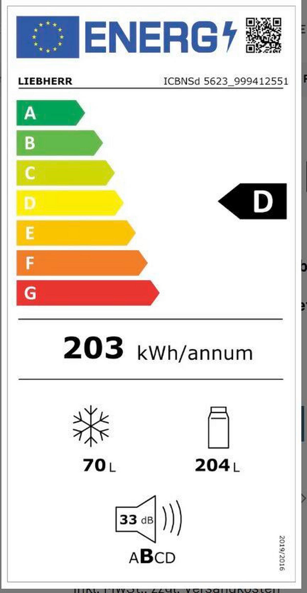 KÜHL-GEFRIER-KOMBINATION ICBNSd 5623  - Basics, Kunststoff/Metall (54,1/193,8/54,5cm) - Liebherr
