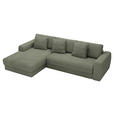 ECKSOFA in Cord Olivgrün  182/302 cm  - Schwarz/Olivgrün, MODERN, Kunststoff/Textil (182/302cm) - Carryhome