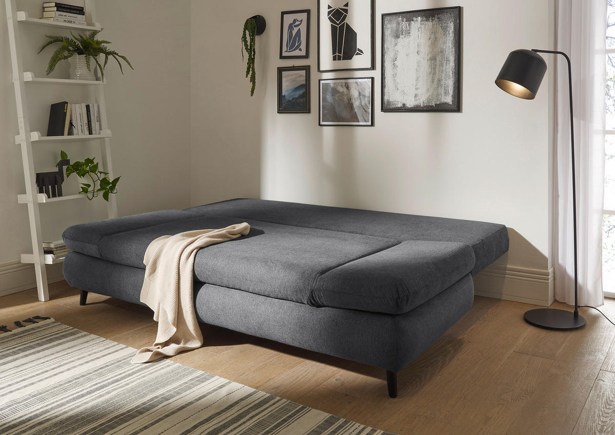 SCHLAFSOFA in Mikrofaser Anthrazit  - Anthrazit/Schwarz, Konventionell, Holzwerkstoff/Kunststoff (212/88/101cm) - MID.YOU