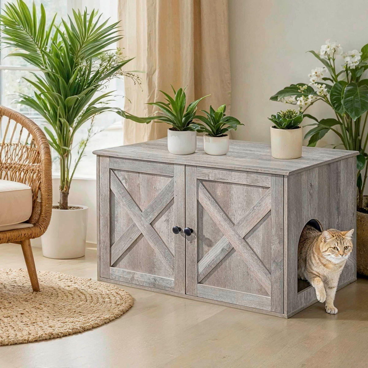 KATZENTOILETTE - Greige, Trend, Holzwerkstoff (80/50/53cm) - Boxxx
