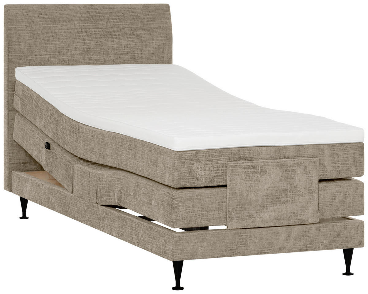 BOXSPRINGBETT 100/200 cm  Graubraun  - Graubraun/Schwarz, Konventionell, Holzwerkstoff/Textil (100/200cm) - Welnova