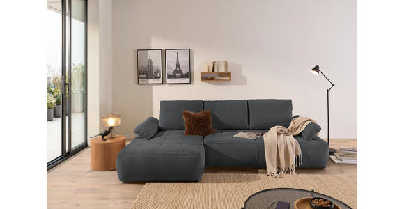 ECKSOFA  in Webstoff Dunkelgrau  - Dunkelgrau/Schwarz, KONVENTIONELL, Kunststoff/Textil (162/282cm) - Carryhome