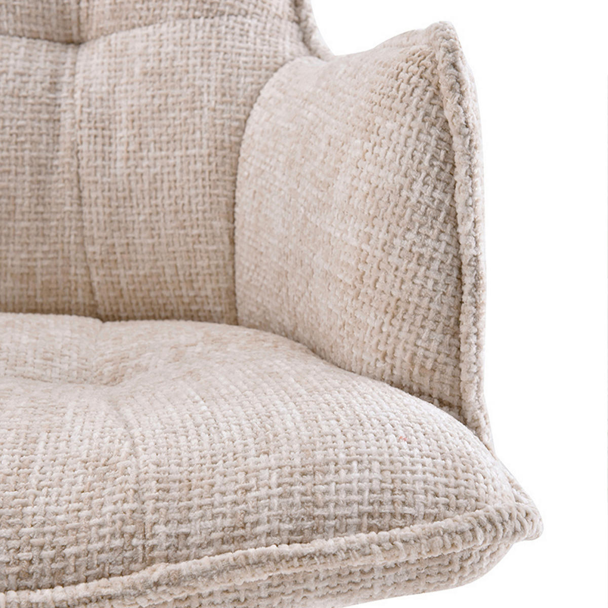 ARMLEHNSTUHL  Sitzfläche 180° drehbar Flachgewebe  Beige  - Beige/Weiß, MODERN, Textil/Metall (59/85/63cm) - MID.YOU