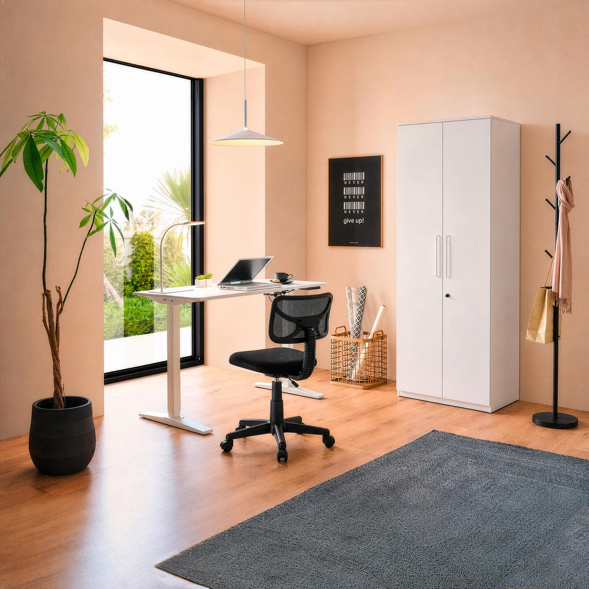 SCHREIBTISCH 120/60/75-120 cm Weiß elektrisch höhenverstellbar  - Weiß, KONVENTIONELL, Holzwerkstoff/Metall (120/60/75-120cm) - Carryhome