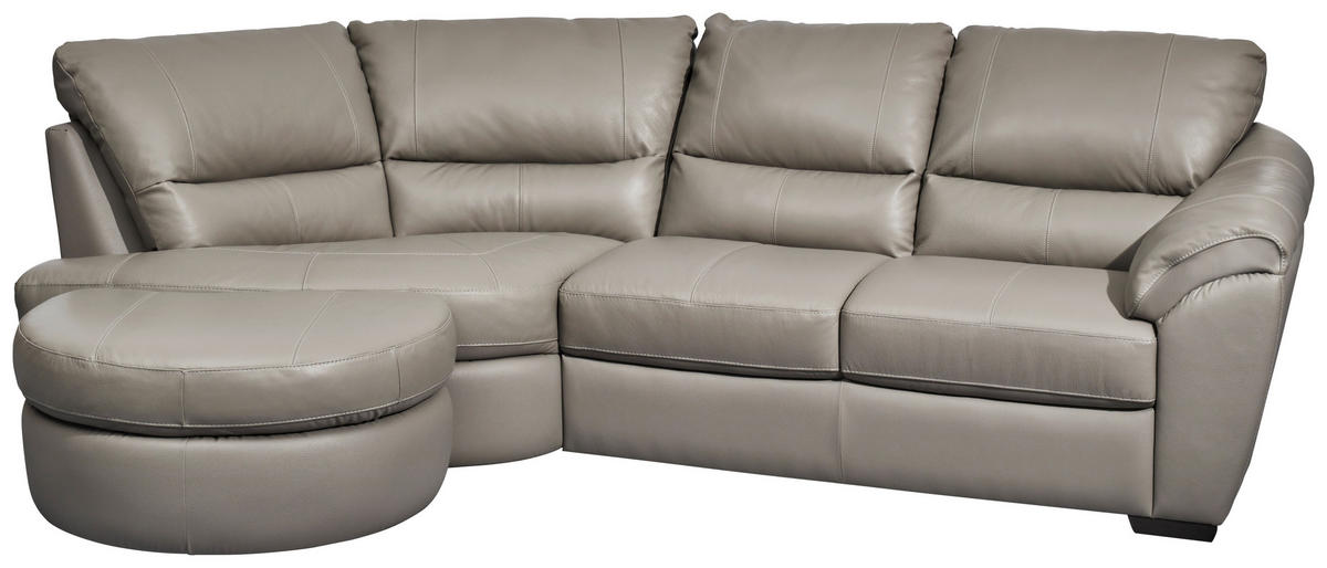 ECKSOFA Grau Kombination Echtleder/Lederlook  - Wengefarben/Grau, KONVENTIONELL, Leder/Holz (194/273cm) - Livetastic
