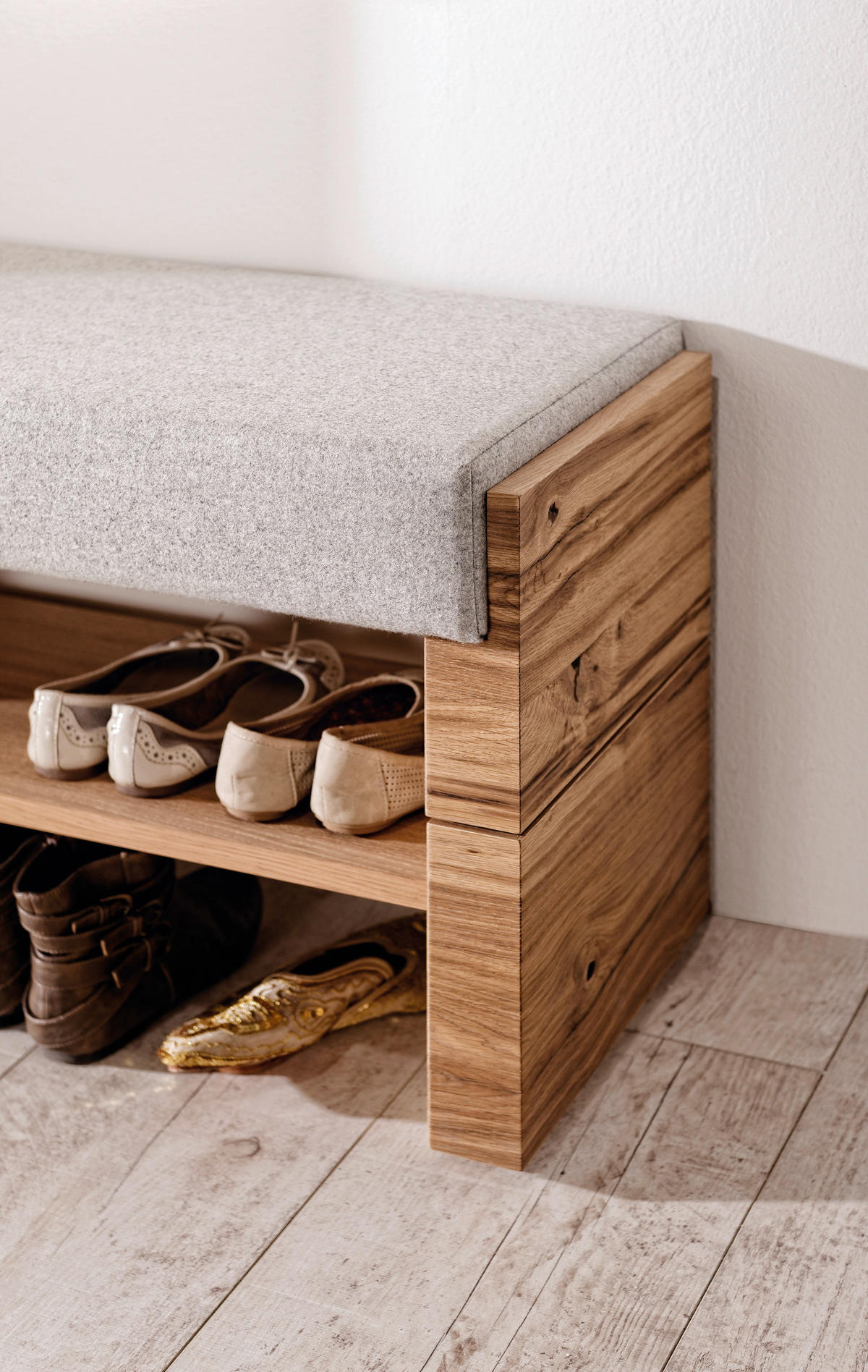 GARDEROBENBANK 91/49/40 cm  - Eichefarben/Grau, Design, Naturmaterialien/Holz (91/49/40cm) - Voglauer