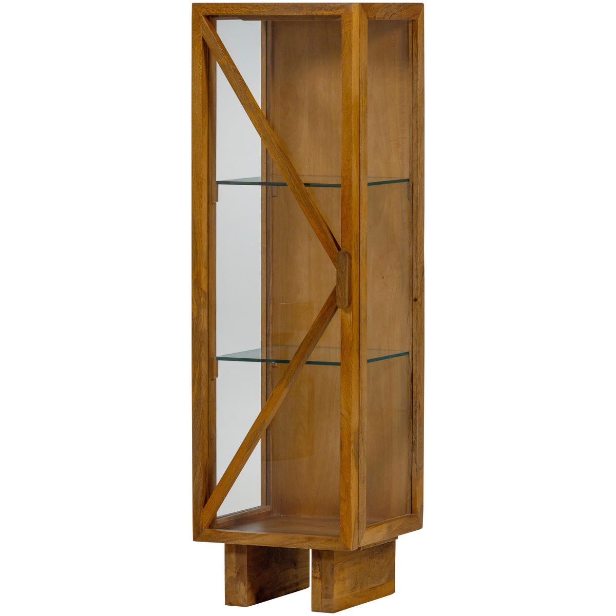 VITRINE Kella in vollmassiv Mangoholz Naturfarben  - Naturfarben, Design, Glas/Holz (40/137/39cm) - Livetastic