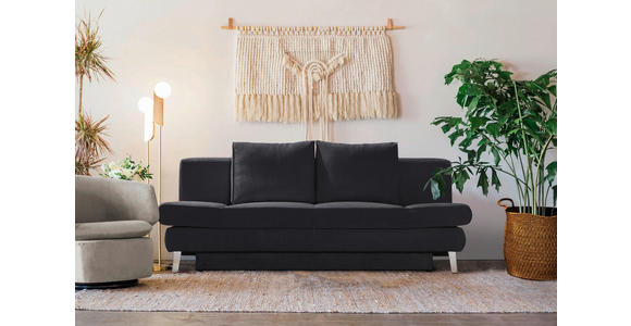 SCHLAFSOFA in Cord Dunkelgrau - Chromfarben/Dunkelgrau, Design, Textil/Metall (200/85/90cm) - Xora