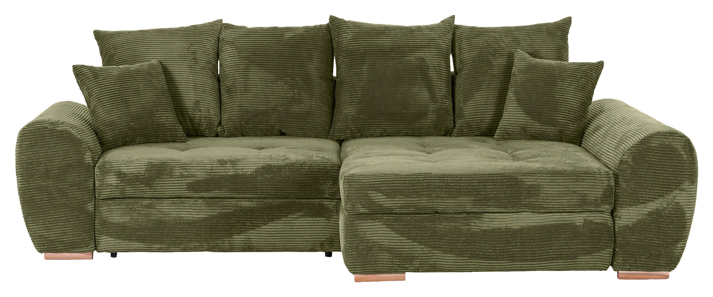 ECKSOFA Cord Olivgrün  - Eichefarben/Olivgrün, Konventionell, Holz/Textil (276/177cm) - Carryhome