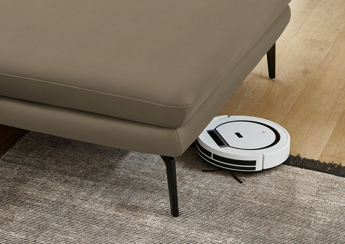 ECKSOFA in Echtleder Beige  310/180 cm  - Beige/Schwarz, Design, Leder/Metall (310/180cm) - Dieter Knoll