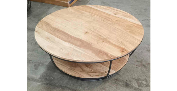 COUCHTISCH Akazie massiv 80/40/80 cm rund Schwarz, Akaziefarben  - Schwarz/Akaziefarben, Design, Holz/Metall (80/40/80cm) - Carryhome