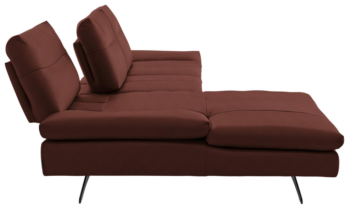 ECKSOFA in Echtleder Schlammfarben  - Schlammfarben/Schwarz, Modern, Leder/Metall (158/342cm) - Chilliano