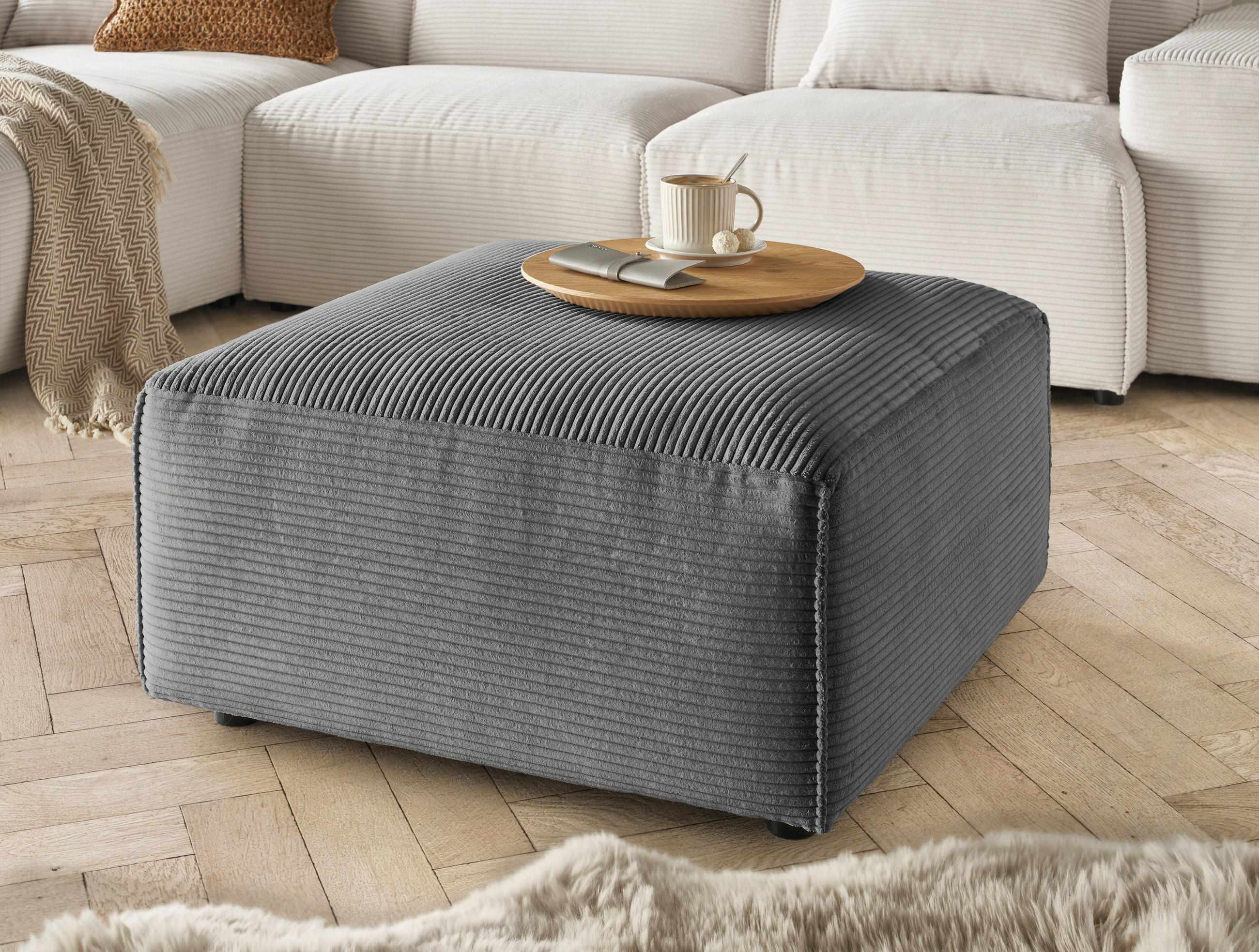 TABURET, textil, 80/71/80 cm - černá/tmavě šedá, Design, textil/plast (80/71/80cm) - Livetastic