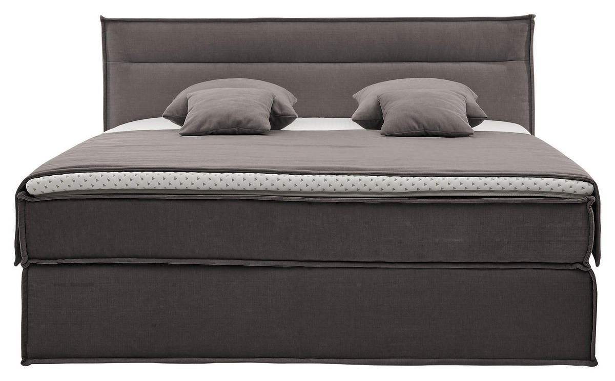 BOXSPRINGBETT 180/200 cm  in Anthrazit  - Anthrazit/Schwarz, Design, Textil (180/200cm) - Musterring