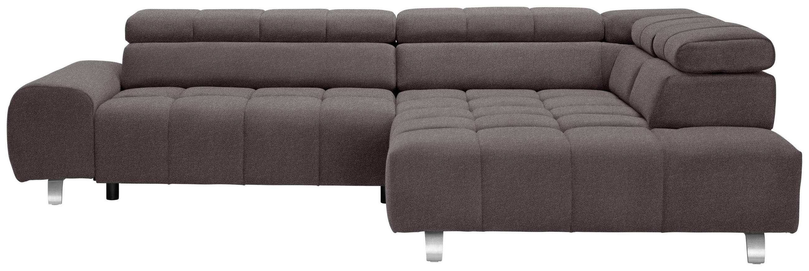 ECKSOFA Dunkelbraun Velours  - Dunkelgrau/Dunkelbraun, Design, Textil/Metall (295/201cm) - Hom`in