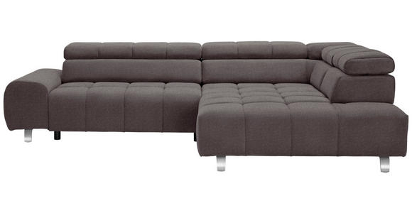 ECKSOFA Dunkelbraun Velours  - Dunkelgrau/Dunkelbraun, Design, Textil/Metall (295/201cm) - Hom`in